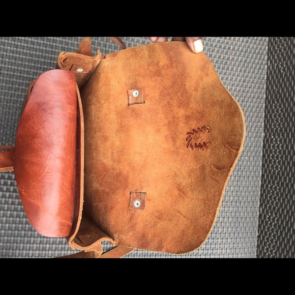 Vintage Brown Leather Crossbody Bag Fall Boho - Picture 4 of 10